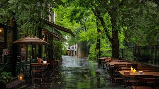 Relax Gently at a Cafe on a Rainy Day 🌧️ Slow Jazz and Rain Sounds for a Refreshing Mood
