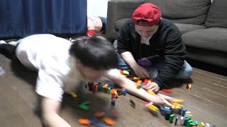 ドミノ完成直前で何度も倒すドッキリしたらブチギレた動画