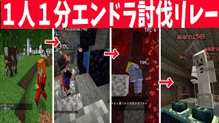 ５０人が１人１分でエンダードラゴン討伐リレー 討伐成功目指して50人がガチになる - マインクラフト【KUN】