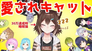 30万人耐久達成の瞬間寝て過ごしてしまった野良猫w!!野良猫「..おはよ...誰？え！30万人なってるんだけど!?」色んなメンバーに愛されキャット！【文野環/1期生/二期生】【耐久配信】【切り抜き】